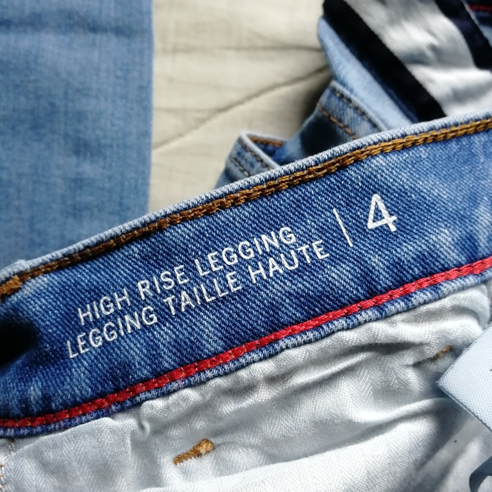 TOMMY HILFIGER High Rise Leggings Jeggings Skinny Logo band Cotton blend Size 4 - Picture 6 of 10